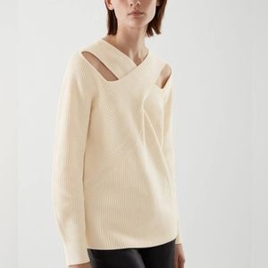 COS Criss Cross Cut Out Sweater Ivory